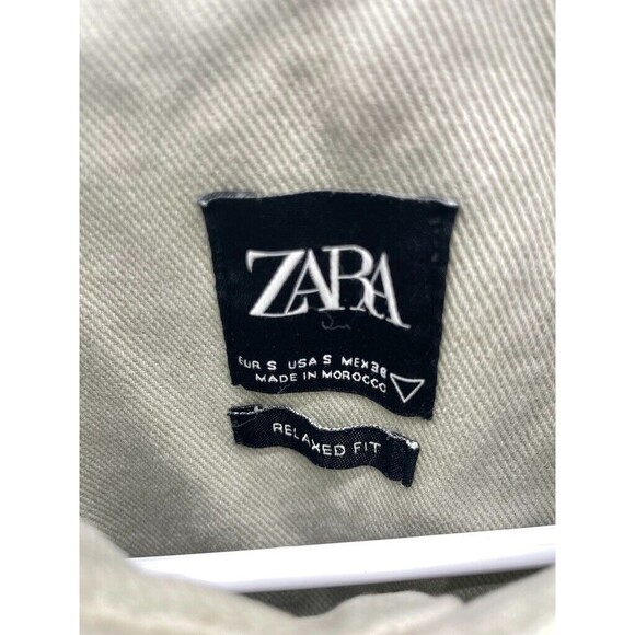 ZARA Denim Shirt Jacket Men’s Size S Light Gray Distressed Casual Button Up - Picture 3 of 12